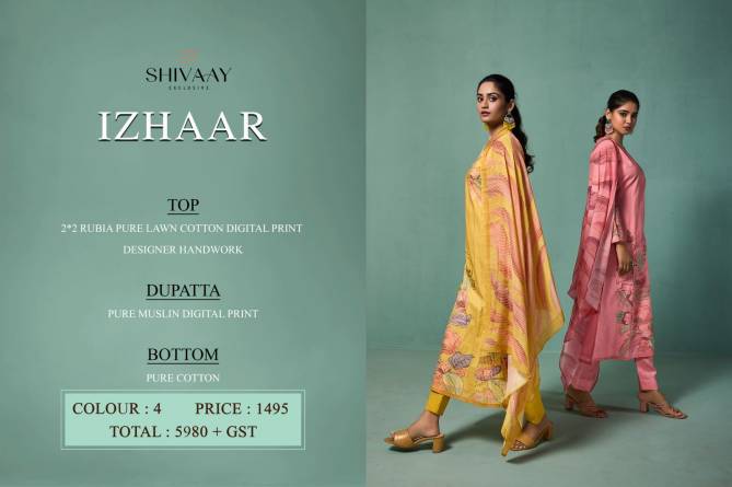 Izhaar By Shivaay Heavy Pure Lawn Cotton Printed Dress Material Wholesale Market In Surat